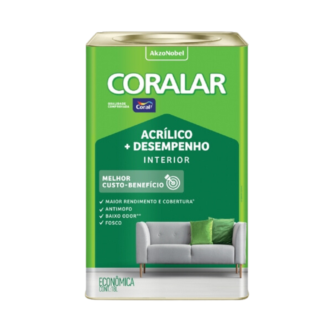 Tinta Fosco Acrílica Desempenho Coralar 18L Branco